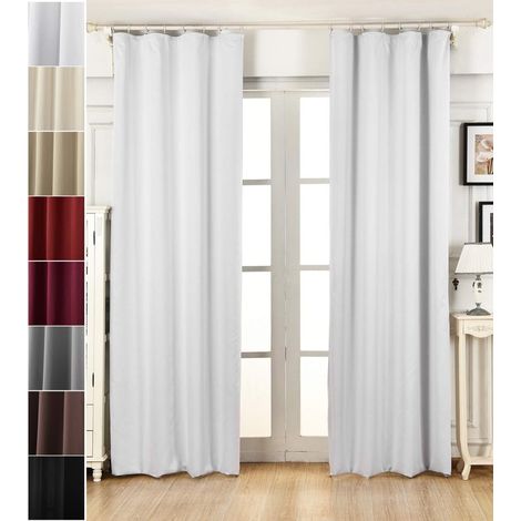 WOLTU Vorhang Blickdicht Gardinen mit Kräuselband für Schiene, Leichter & weicher Verdunklungsvorhang wärmeisolierend, Thermovorhang Kälteschutz für Wohnzimmer Schlafzimmer, Grau Weiß 135x245 cm