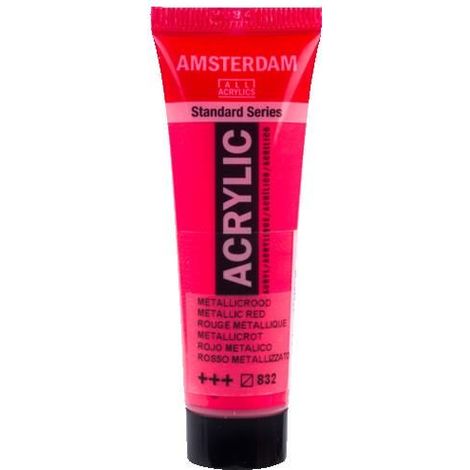 Peinture acrylique en tube - Rouge métallique - 832 - Amsterdam - 20ml (1/2)