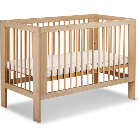 Lit bébé 120x60cm couleur Hêtre OLIVE Lit à barreaux amovible (1/2)