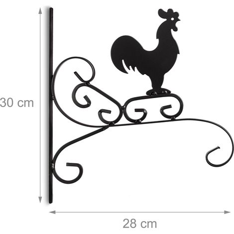 Gancio da parete per vasi da fiori da giardino 30 x 27,5 x 2 cm in ferro nero 130005902