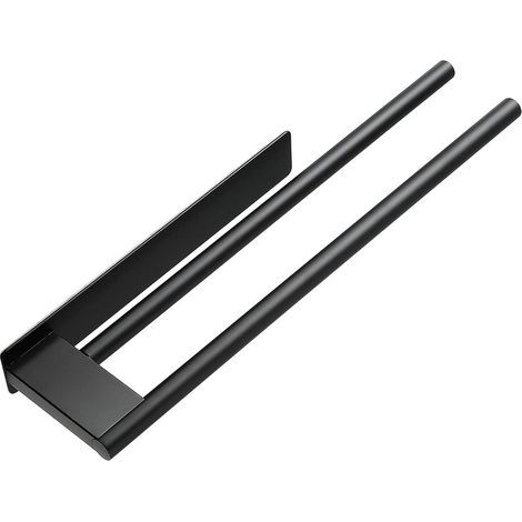 No-drill towel rack - Black towel rack - Matte towel rack - Bathroom towel rack - Stainless steel bathroom towel rack - Self-adhesive double-layer towel rack - 39cm - Kitchen and bathroom furniture ra (1/2)