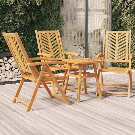 vidaXL Sillas de jardín reclinables 3 uds madera maciza acacia (1/5)