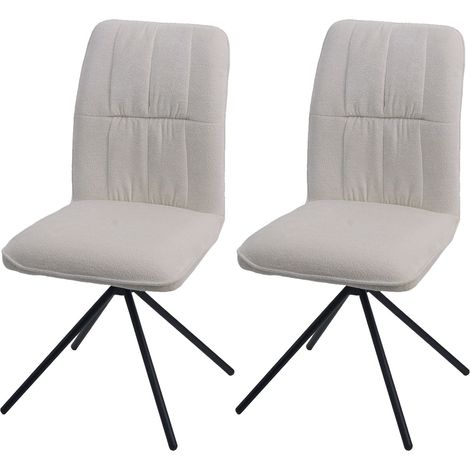 Lot de 2 chaises de salle à manger HWC-N99, chaise de cuisine, pivotante Auto-Return, tiss (1/2)