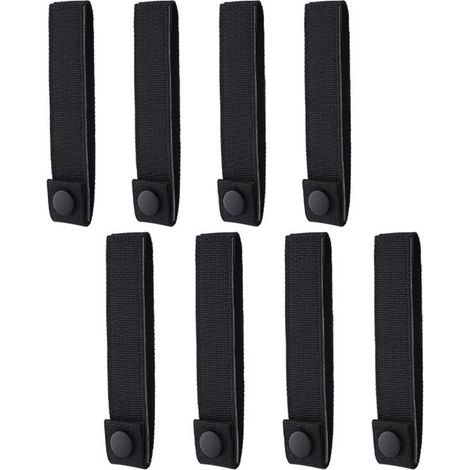Lot de 8 sangles en nylon – Noires – Boucles – Fixation – Camping, randonnée, sac à dos – Robuste (1/5)