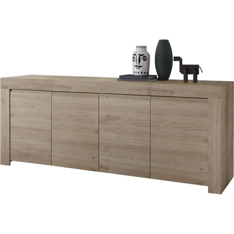 Buffet 4 porte in legno, collezione ZEFIR, colore rovere chiaro, perfetto per il vostro soggiorno (1/4)