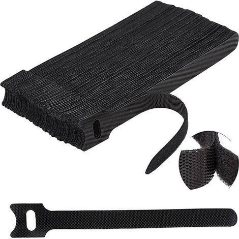 Attache Cable100 Pcs,Sangles Sangles Câble, Réutilisables Serre Cable, Organisateur Rangement Cable, pour Attacher Les Câbles, Gaines, Fils PC, Fils Électriques etc(Noir) (1/5)