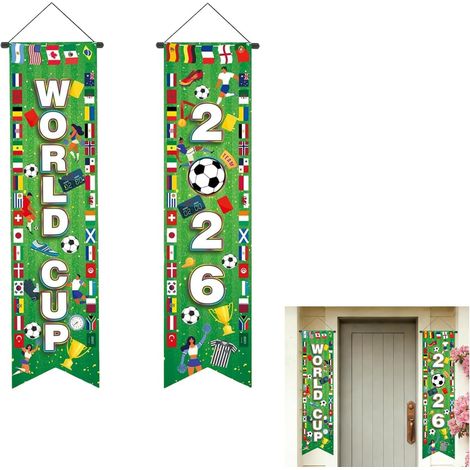 Lot de 4 Bannières Porte Trophée Coupe Du Monde 2026, Football, Fan, Bar, Restaurant, Complet, Rapide (1/5)