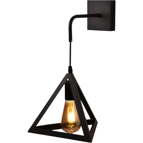 TRADE SHOP - Applique Parete Pendente Forma Triangolare 3d Stile Minimal Portalampada Attacco E27 Aq54 - Nero (1/5)