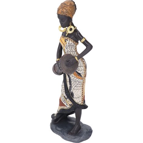 Sculpture de tambour africain, artisanale, réaliste, sur le thème de la musique, sculpture en résine, idéale pour une étagère ou un bureau.