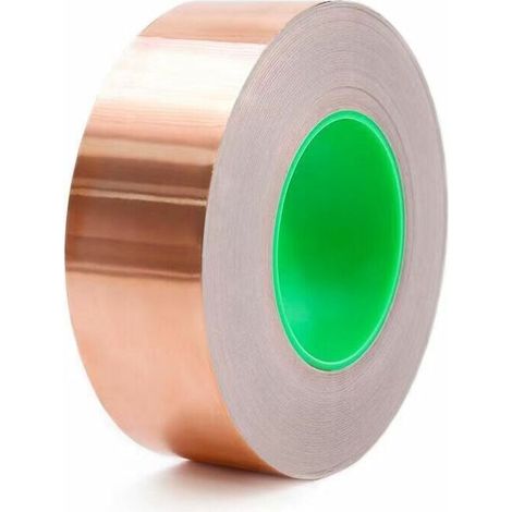 Ruban de Cuivre 30m x 50mm, Premium Feuille de Cuivre Bande, Ruban Adhésif EMC Blindage Ruban Adhésif pour Blindage EMI, Artisanat, Anti-limaces, Reparations Electriques, Circuits Papier