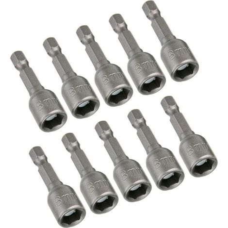 10 Pièces Magnétique Douille Visseuse 8mm adaptateur embout douille 1/4" Hexagonale pour visseuse à choc Pour Tournevis à Écrou de pour Perceuse à Main, Tournevis Électrique, Clé à Douille (1/5)