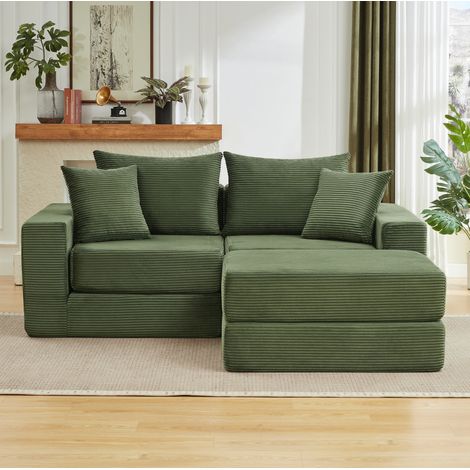 Canapé modulable 259,5x96x80 cm en tissu vert, gain de place pour salon moderne FloraGrace (1/5)