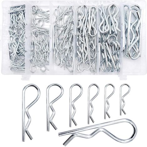 Cotter Pins - 100 Pièces Kit de Goupilles Éclatées R - Pour Systèmes de Verrouillage d'Attelage - Dimensions Variées - Boîte de Rangement Incluse (1/5)