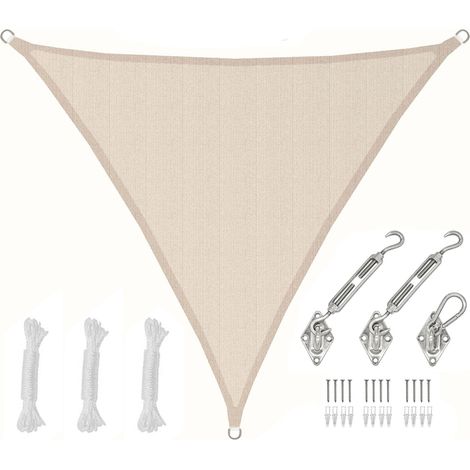 3x3x3 Toldo Parasol Transpirable - Vela de Sombra Triangular con Fijación Inox
