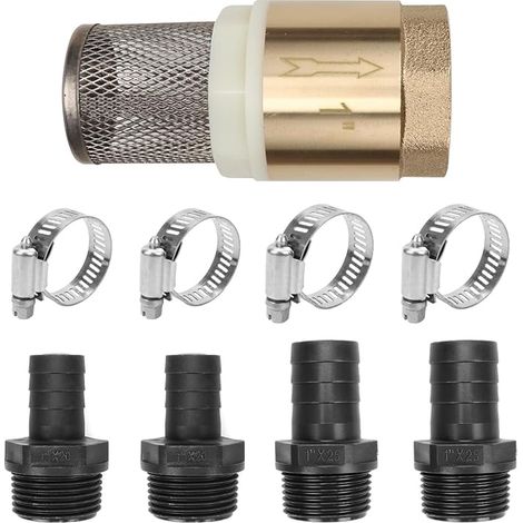 Non Return Valve with Stainless Steel Filter, Non Return Valve with Hose Connection, Clamp Clamp, Foot Valve, Brass Foot Valve for Water Pump, Garden Hose (1/3)