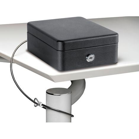 ARREGUI Private C9467 Caja Caudales con Llave para Contar y Transportar Dinero  Caja de Seguridad de acero con Cable de Fijación  Caja fuerte portatil 15 cm de ancho  Color Negro