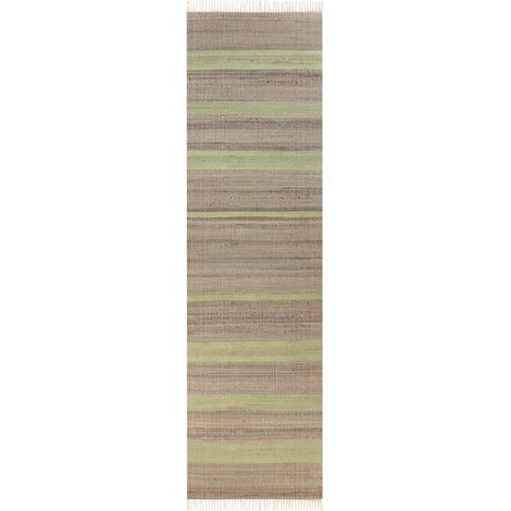 Teppich TALPUR Hellgrün 80 x 300 cm Jute