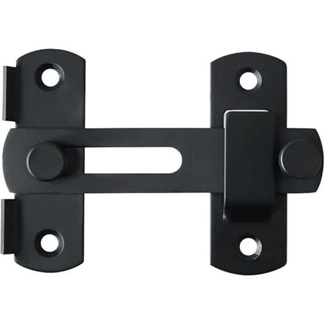Verrou Porte Coulissante Serrure Volet Loquet Porte Verrou Portail à Bascule Boulon avec Vis pour Porte, Fenêtre, Placard et Jardin, Finition Noir Mat en Acier Inoxydable (1/4)