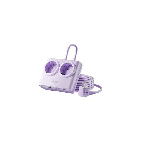 Multiprise Européenne Violette avec 2 Prises AC et 4 Ports USB, Bloc Secteur USB C PD 15,5W Charge Rapide, Prise Multiple Compacte Maison Bureau Voyage (1/4)