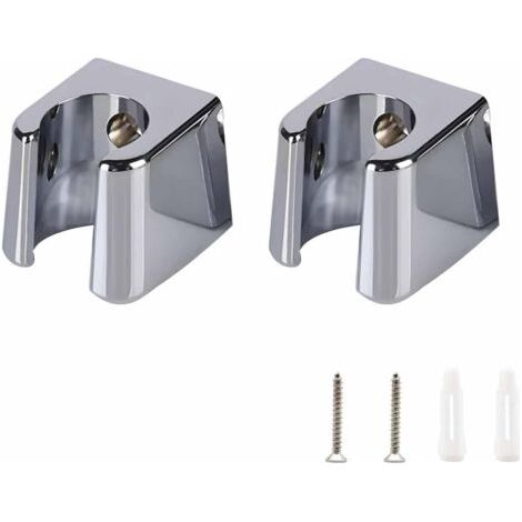 Lot de 2 supports de pommeau de douche, ABS argenté, avec vis, fixation murale, pour salle de bain