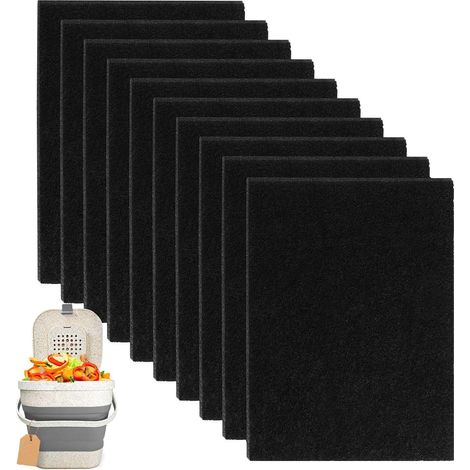 10 Pièces à Charbon Actif Filtre Anti-Odeur,Noir,pour Poubelle Filtre Anti-Odeur,Filtre à Charbon Actif, pour Poubelle Filtre Anti-Odeur, pour bacs de Compost de Cuisine sans Odeur (1/5)