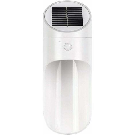 QORVA-Lampe Solaire Extérieur avec Détecteur de Mouvement, Sans Fil Applique Solaire Imperméable, 120°Grand Angle 4 M Détection éclairage de Sécurité D'extérieur pour Porte D'entrée, Cour, Garage-blan