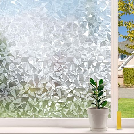Film pour vitres - Film adhésif pour vitres - Film d'intimité - Effet verre dépoli - Protection solaire et isolation - Intimité - Film adhésif sans colle pour fenêtres et salle de bain - 45 x 200 cm (1/5)