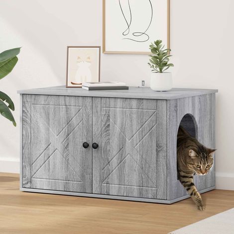 vidaXL Maison pour chat Gris Sonoma 85 x 55 x 50 cm Bois d'ingénierie