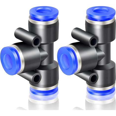 Otto raccordi a T a innesto rapido di colore blu con diametro esterno di 16 mm (PE-16) (1/4)