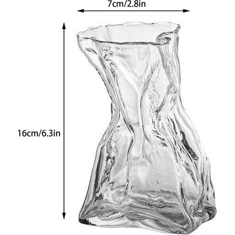 Vase en verre plissé léger, vase hydroponique de luxe, vase pour salon/salle à manger, vase pour fleurs séchées, ornements pour compositions florales (1/5)
