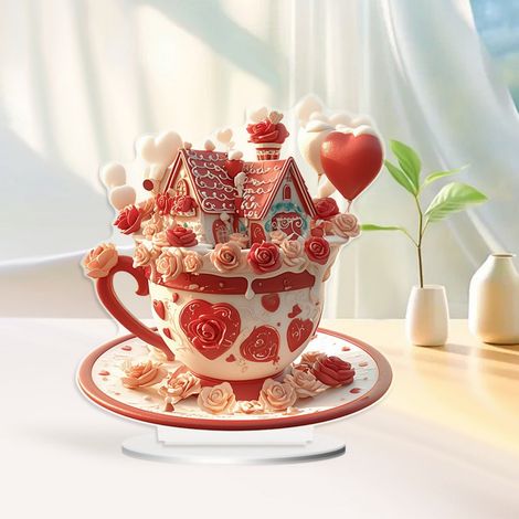 Support Acrylique - Cupcake - Décoration Bureau Tablette - Résistant à l'Eau - Pour Jour de la Saint-Valentin - 1 Pièce (1/5)
