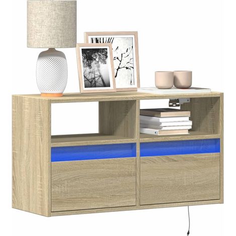 TV-Wandschrank mit LED-Beleuchtung Sonoma-Eiche 80x31x45 cm