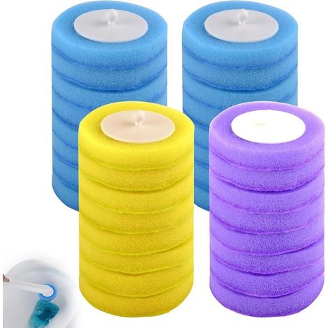 32 brosses de toilette pour salle de bains têtes de brosse en éponge rechargeables brosse de toilette jetable avec produit de nettoyage recharge jetable pour nettoyer la cuvette des toilettes (1/5)