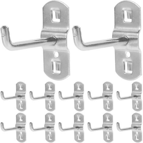 QORVA-Crochet pour Panneau Perforé: 12 Pièces Crochets de Suspension en Métal de 5cm pour Organiser Outils sur Panneau Perforé Mural pour Garages, Remises à Outils, Ateliers (1/5)