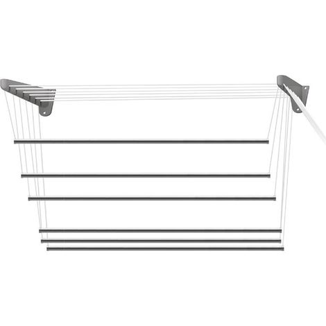 Jumbo CS106-2 InoxSteed120 Stendino a Parete Soffitto Acciaio Inossidabile 120 cm Sistema Saliscendi 6 Bacchette 7.2 m Made in Italy