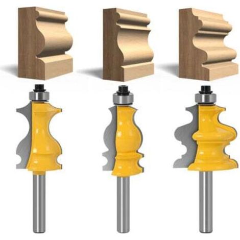 Set of 3 8mm Architectural Moulding Router Bits, Woodworking Router Bit