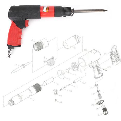 Pistolet pneumatique 250 mm, pelle à gaz, marteau portatif, outils pour enlever la rouille, les bavures, les soudures, les résidus de peinture et les déchets (UE) (1/5)