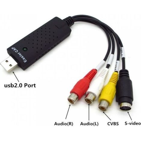 Usb 2.0 Rca Av S - Vidéo Cvbs Audio Vidéo Facile Cap Vhs To Dvd Converter Carte De Capture Adaptateur Pour Windows Mo29530 (1/4)