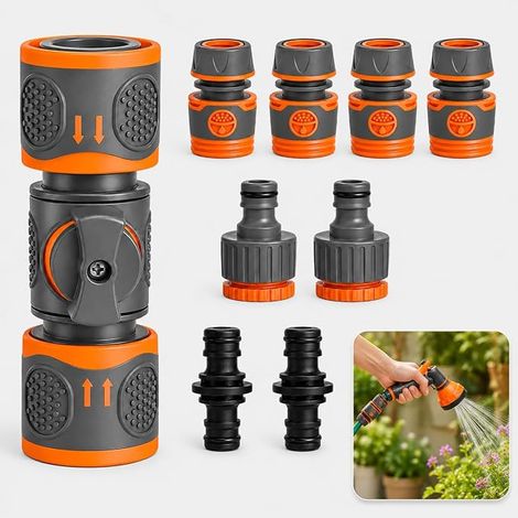 Kit Raccord Tuyau Arrosage 1/2 Pouce 9 Pièces Valve Compatible (1/5)