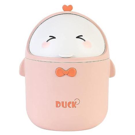 Mini-Mülleimer in Rosa mit Deckel, niedlicher, tragbarer Abfalleimer im Cartoon-Stil, kleiner Abfallbehälter für Badezimmer, Schlafzimmer, Wohnzimmer, Büro (1/5)