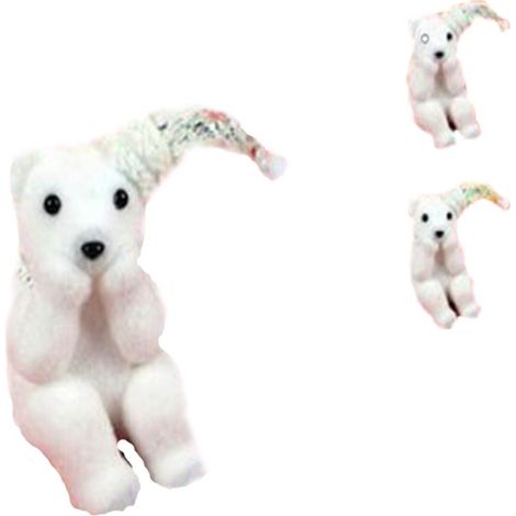 Orso bianco polare con cappello argento oro decorazioni addobbi di natale set 2 igloo idea regalo ornamento casa negozi (1/5)