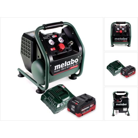 Metabo Power 160-5 18 LTX BL OF Akku Kompressor 18 V 8,0 bar Brushless + 1x Akku 10,0 Ah + Ladegerät
