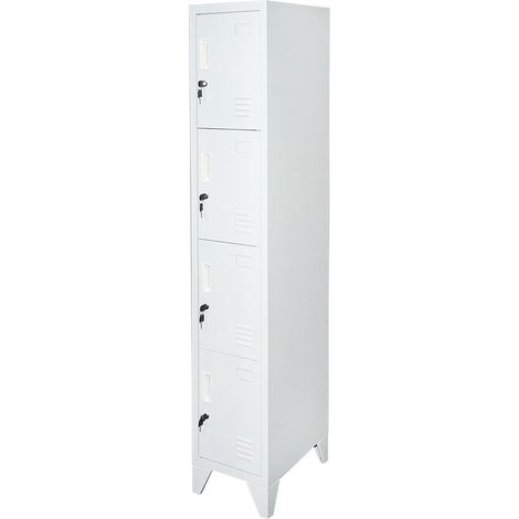 Armadietto metallico tipo spogliatoio – 4 ante, 1700×300×450 mm, grigio Breckner Germany (1/5)