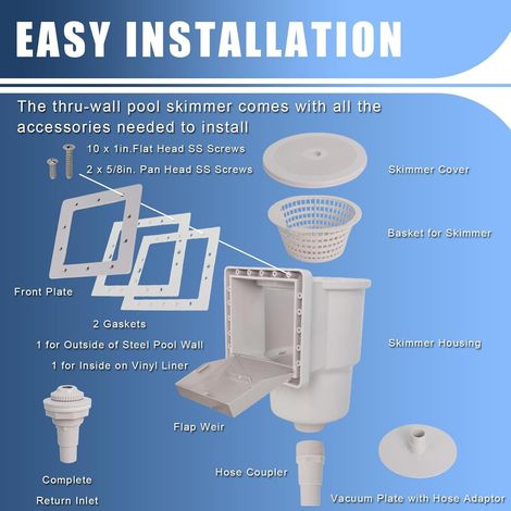 Skimmer traversant pour piscine hors‑sol – Compatible découpe murale 6″, remplace SP1091LX