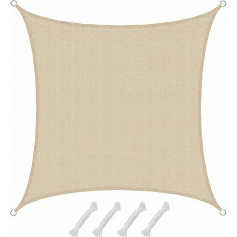 Voile d'ombrage UV 2x2 m HDPE Carré Protection Solaire Toile de Jardin Beige (1/3)