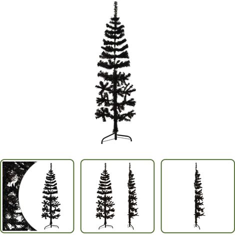 vidaXL Demi sapin de Noël artificiel mince avec support Noir 120 cm (1/5)