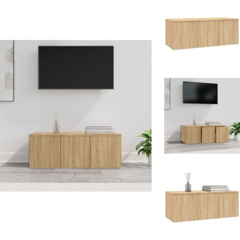 TV-Schrank Sonoma-Eiche 80x34x30 cm Holzwerkstoff - TV Schrank - Holzwerkstoff Möbel - Sonoma Eiche - Wohnwand - Regal (1/5)