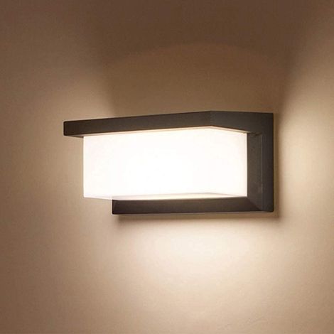 Applique Murale LED IP65 étanche 12W Blanc Chaud 3000K Aluminium Applique Murale Extérieure Lampe Extérieure pour Jardin Avant Salle de Bains Véranda Garage 260 × 125 × 125MM [Classe énergétique A +]