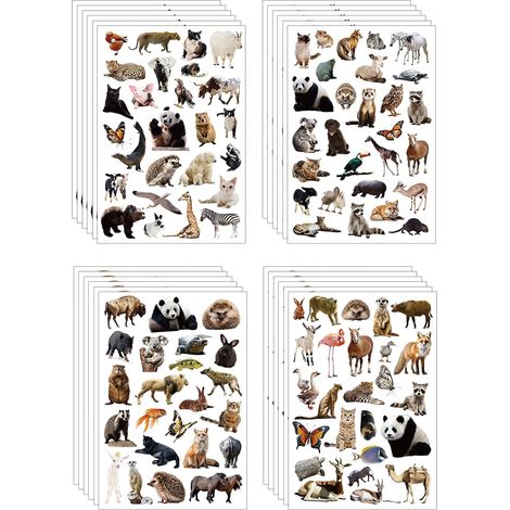 24pcs Animaux Sauvages Autocollants Safari, Matériau Autocollant, 19 x 13 cm, Résistant à l'Eau, Pour Bouteille d'Eau, Enfants et Étudiants (1/5)