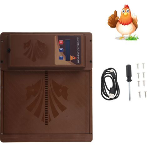Automatic Solar-Powered Chicken Coop Door, Smart Anti-Trapping Electric Chicken Coop Door with LCD Screen, Timer, Light Sensor, and Remote Control (1/5)